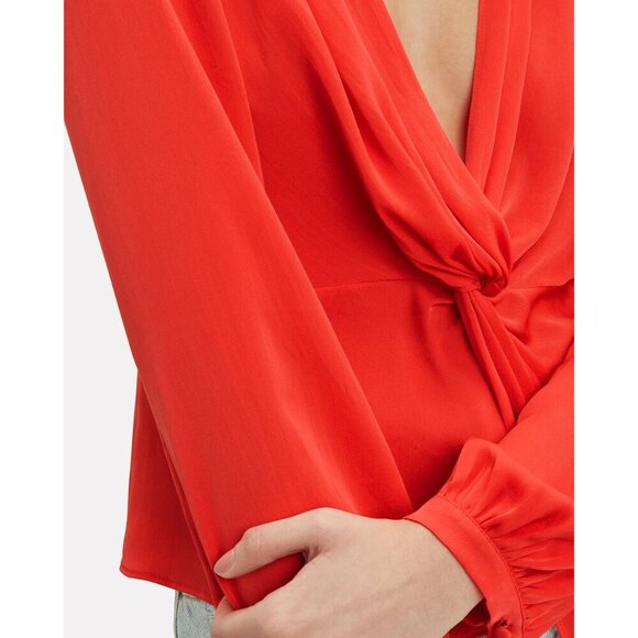 NWT INTERMIX Dawn Silk Knot Front Top Size 2 Coral - Picture 15 of 15